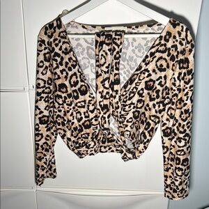 Forever 21 Brown Crop Tie Front Skirt